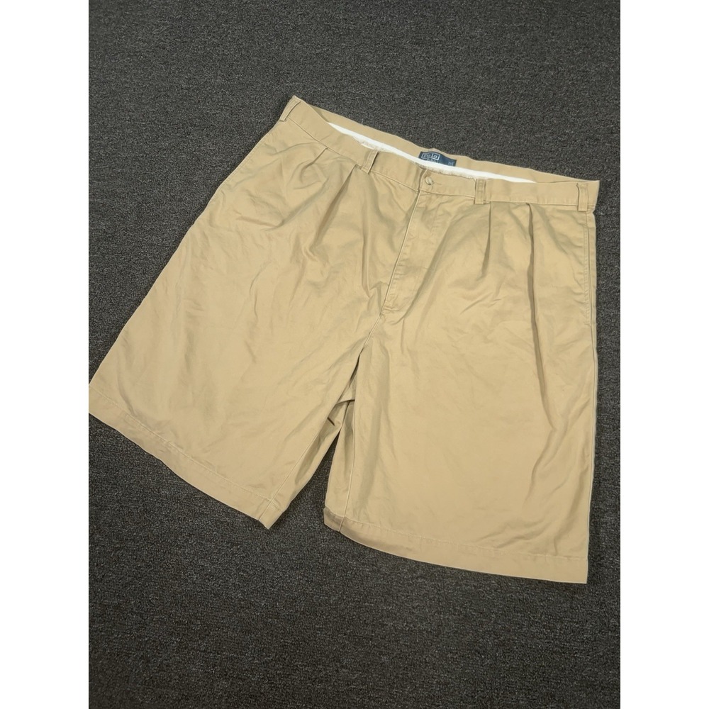 Vintage Polo Ralph Lauren Tyler Chino Shorts Men's 44T‎ Beige Preppy Pleated